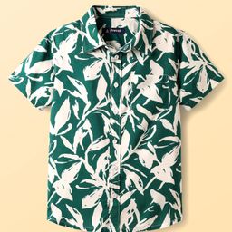 Pine Kids Viscose Woven Half Sleeves Shirt With Floral Print - Dark Green-image-45