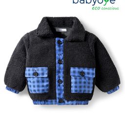 Babyoye Woven Full Sleeves Checks Winter Jacket - Black-picture-41