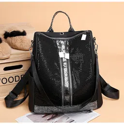 SYGA Women's Backpack Sequined Crossbody Shoulder Bag (Black)-picture-4