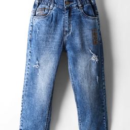 Olio Kids Denim Woven Full Length Solid Coloured Jeans - Light Blue-picture-17
