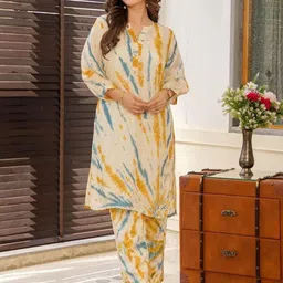 SWEETPEL Women Abstract Printed Regular Kurta with Trousers-picture-4