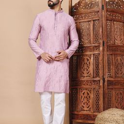 Shiv Leela Men Embroidered Mirror Work Kurta-image-32