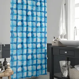 ArtzFolio Blue & White Abstract Printed Waterproof Shower Curtain-12