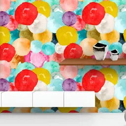 ArtzFolio Printed UV-Resistant Anti-Bacterial Grunge Colorful Round Shapes Peel & Stick Wallpaper-image-27