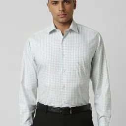 Van Heusen Men Spread Collar Micro Checked Cotton Formal Shirt-image-8