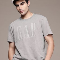 GAP Brand Logo Embroidered Drop-Shoulder Sleeves Pure Cotton Relaxed Fit T-shirt-image-28