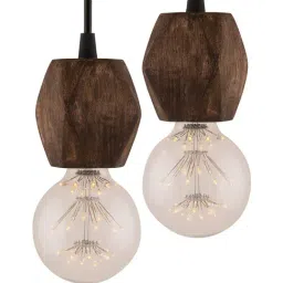Homesake Walnut Hexagon Wooden Hanging Holders - Set of 2 (Bulb not included)-image-12