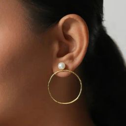 Mabel 92.5 Sterling Silver Bold Pearl Hoop Earrings for Women-image-5