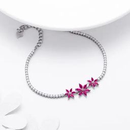 GIVA 925 Silver Pink Floral Tennis Bracelet for Women & Girls-47