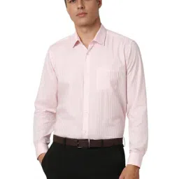 Van Heusen Pink Cotton Regular fit Stripes Shirts-picture-29