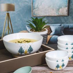 Cello White Opalware Pudding Bowl & Serving Bowl - Set of 7-5