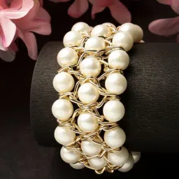 NVR White Beaded Elasticated Bracelet for Women-picture-21
