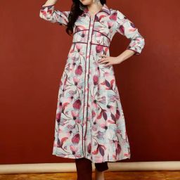 Jaipur Kurti Pink Floral Print A Line Kurta-picture-45