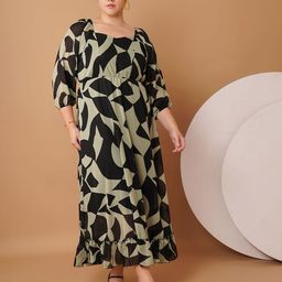 Sztori Women Geometric Printed Square Neck Georgette Fit & Flare Maxi Dress-11