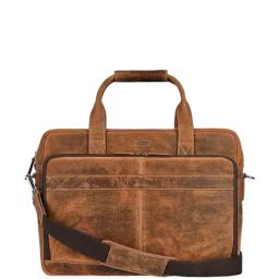 Eske Tan Leather Large Laptop Messenger Bag-image-75