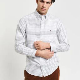 Gant Blue Regular Fit Checks Shirt-image-4