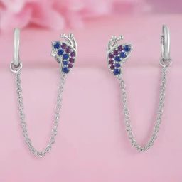 Zavya Cascading Brilliance Rhodium Plated 925 Sterling Silver Earrings-image-2