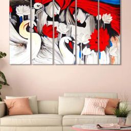 999Store White & Red Man and Women Art 5 Frame MDF Paintings-11