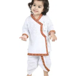 BownBee Kids White Cotton Self Pattern Kurta & Dhoti-image-14