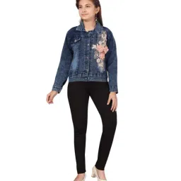 Aarika Kids Blue Applique Denim Jacket-image-56