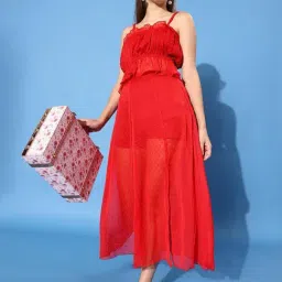 Anvi Be Yourself Red Self Print Co-ord Set-image-86