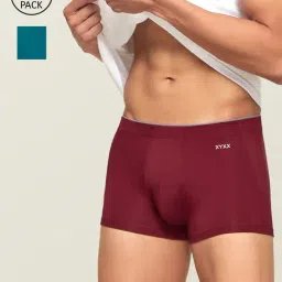 XYXX Teal & Maroon Snug Fit Trunks - Pack of 2-picture-37