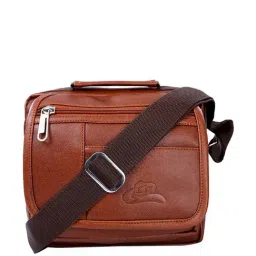 Leather World Tan Solid Medium Cross Body Bag-image-76