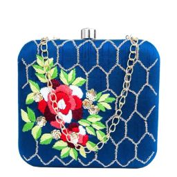 NR by Nidhi Rathi Navy Fabric Clutch-image-1