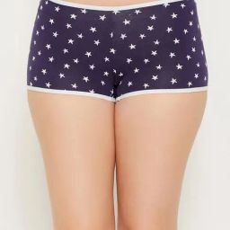 Clovia Blue Geometric Print Cotton Boyshorts-image-19