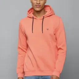 Allen Solly Sport Peach Cotton Regular Fit Hooded Sweatshirt-image-7