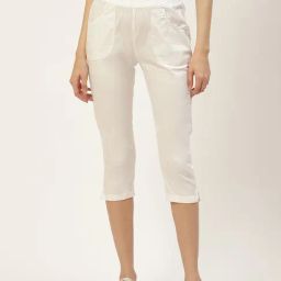 BRINNS Off-White Mid Rise Cropped Capris-image-52