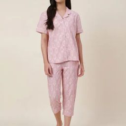 Fabindia Pink Cotton Printed Shirt Pyjama Set-image-70