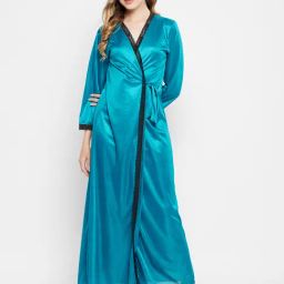Clovia Blue Long Robe-image-100