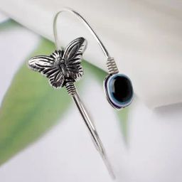 NVR Rhodium Plated Oxidized Evil Eye Kada Bracelet for Women-image-5
