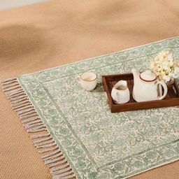 Fabindia Beige & Green Printed Rectangular Dhurrie-23