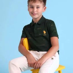 U.S. Polo Assn. Boys Green Cotton Printed T-shirts-picture-47