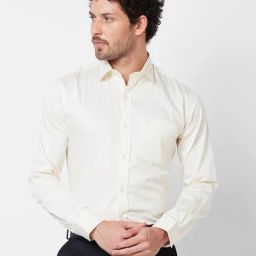 Kenneth Cole New York Light Yellow Slim Fit Cotton Shirt-image-3