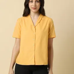 Allen Solly Yellow Cotton Solid Shirt-image-17