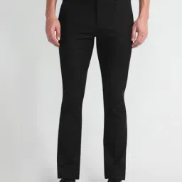 Arrow Black Cotton Regular Fit Trousers-picture-14