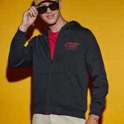 Bewakoof Black Regular Fit Printed Hooded Sweatshirt-picture-20