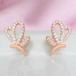 Zavya Butterfly Rose Gold Plated 925 Sterling Silver Earrings-image-2