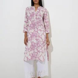Utsa by Westside Lilac Botanical Printed Cotton Straight Kurta-image-40