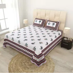 JaipurFabric Magenta Pure Cotton 180 TC Printed Double Bedsheet with 2 Pillow Covers image 3
