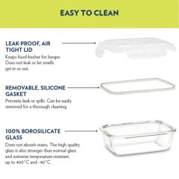 Borosil Klip N Store Transparent Glass Storage Container With Air-Tight Lid 640ml image 5