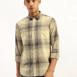 United Colors of Benetton Beige Cotton Checks Shirt-picture-42