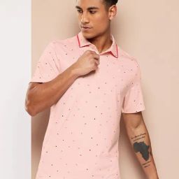 Alcis Pink Geometric Regular Fit Geometric T-Shirt-image-57