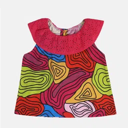 MINI KLUB Print Kimono Sleeve Cotton Kaftan Top-56