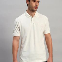 Cantabil Ivory Regular Fit Solid Polo T-Shirt-0