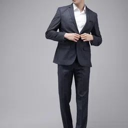 Park Avenue Checked Slim Fit Single Breasted 2 Piece Formal Suits-image-7
