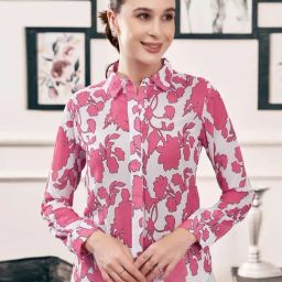 SELVIA Pink & White Printed Shirt-image-59